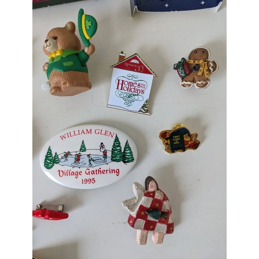 Vintage 27 Christmas Brooch Santa Bear Gingerbread Angel, Boyd's #26067 Bearwear